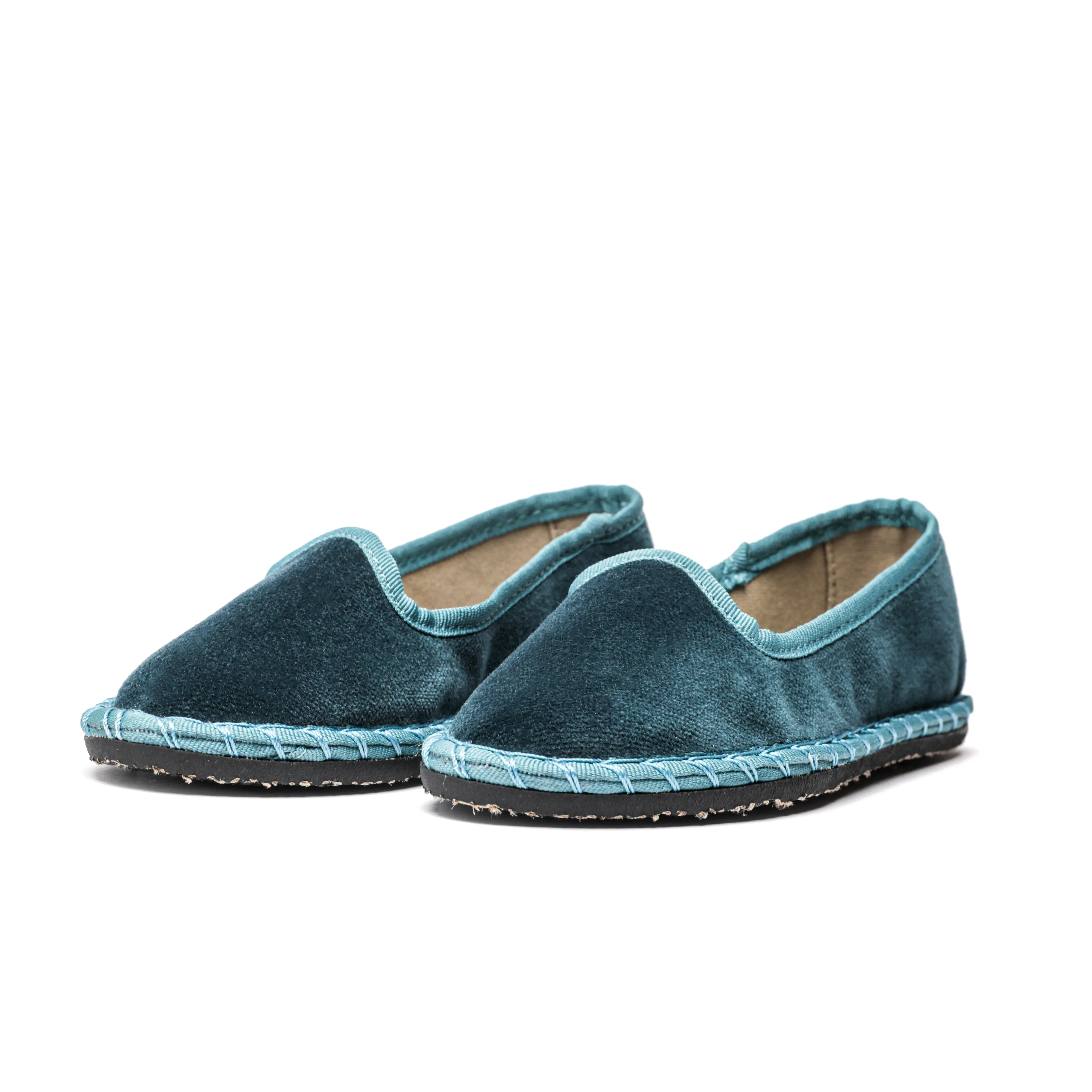 Velvet Contrast Slip ons in Emerald