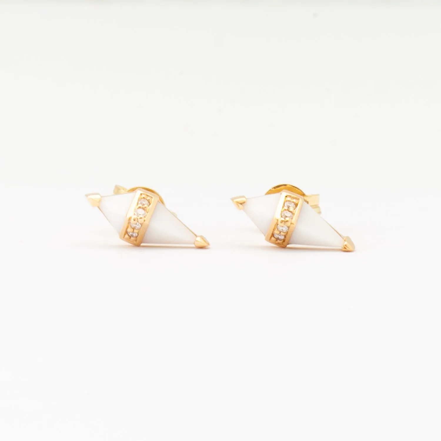 White Onyx & Diamond Pietra Studs