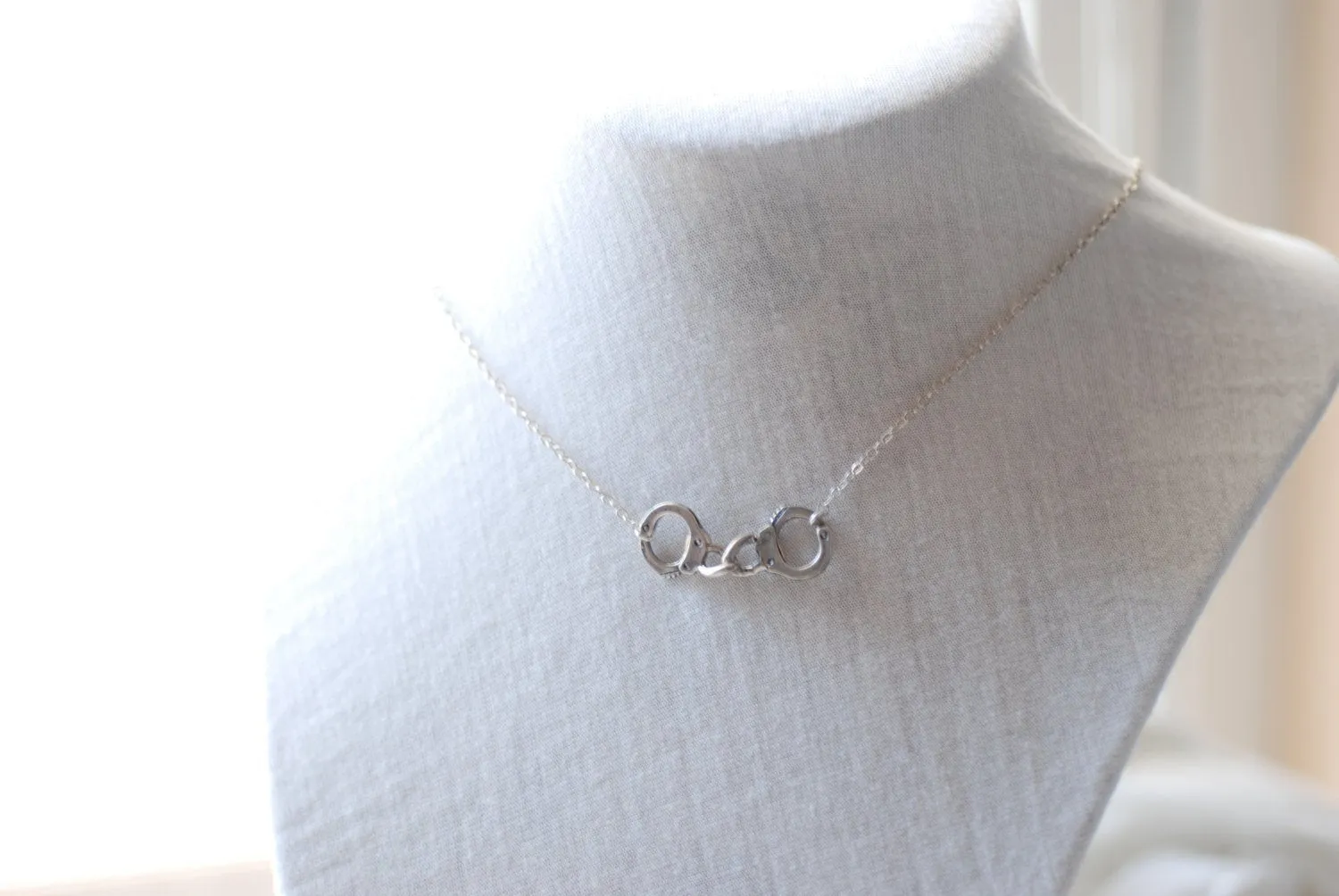 Wholesale Sterling Silver Handcuff Necklace, Handcuff charm, Sideways handcuff necklace,Horizontal Handcuff Pendant, Silver Handcuffs, dainty handcuff