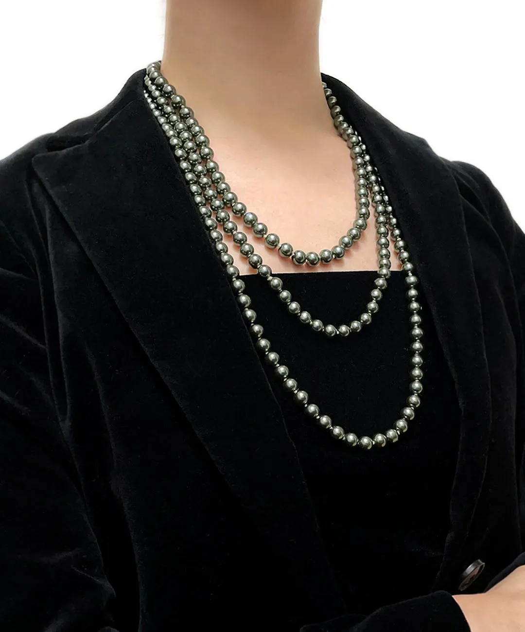 【チェコ買付】ヴィンテージ グリーン パール ネックレス/Vintage Green Pearl Necklace