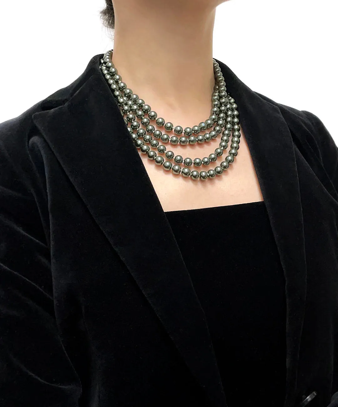 【チェコ買付】ヴィンテージ グリーン パール ネックレス/Vintage Green Pearl Necklace