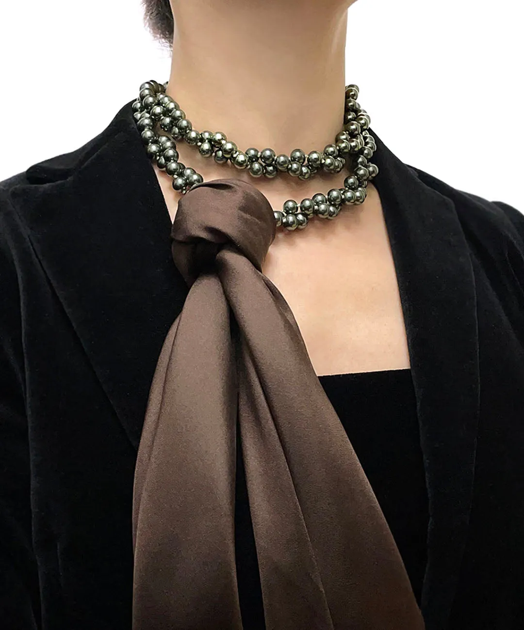 【チェコ買付】ヴィンテージ グリーン パール ネックレス/Vintage Green Pearl Necklace